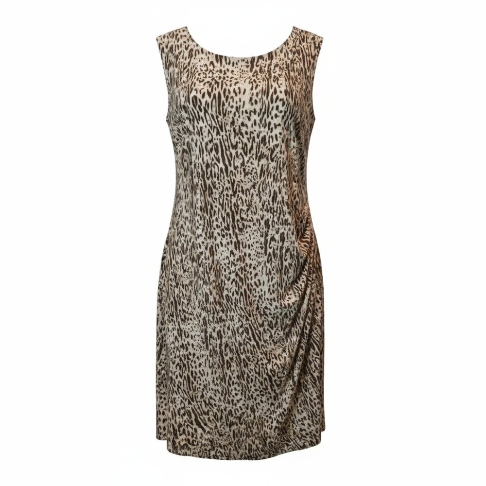 Jones New York Leopard Print Sheath Dress 18W Sleeveless Animal Print Career